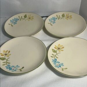 Floral Cream Plates Set of 4 6 1/2 inch